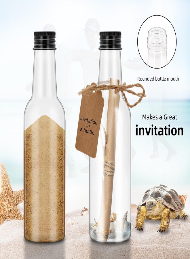 eispap 24 Pcs 5.6oz Plastic Sand Art empty Bottles with Black metal seal cover Wish Message Bottle Containers Clear Potion Bottles with Plastic Funnels for DIY Craft Wedding Birthday Party Black Cap - Image 3